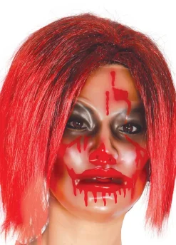 Maska transparentna ZAKRWAWIONA KOBIETA maska na halloween