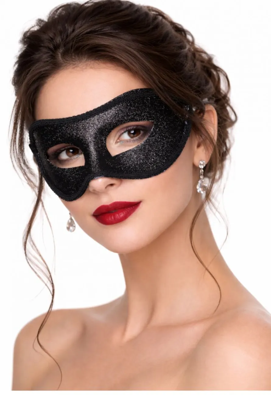 Maska wenecka GLITTER czarna