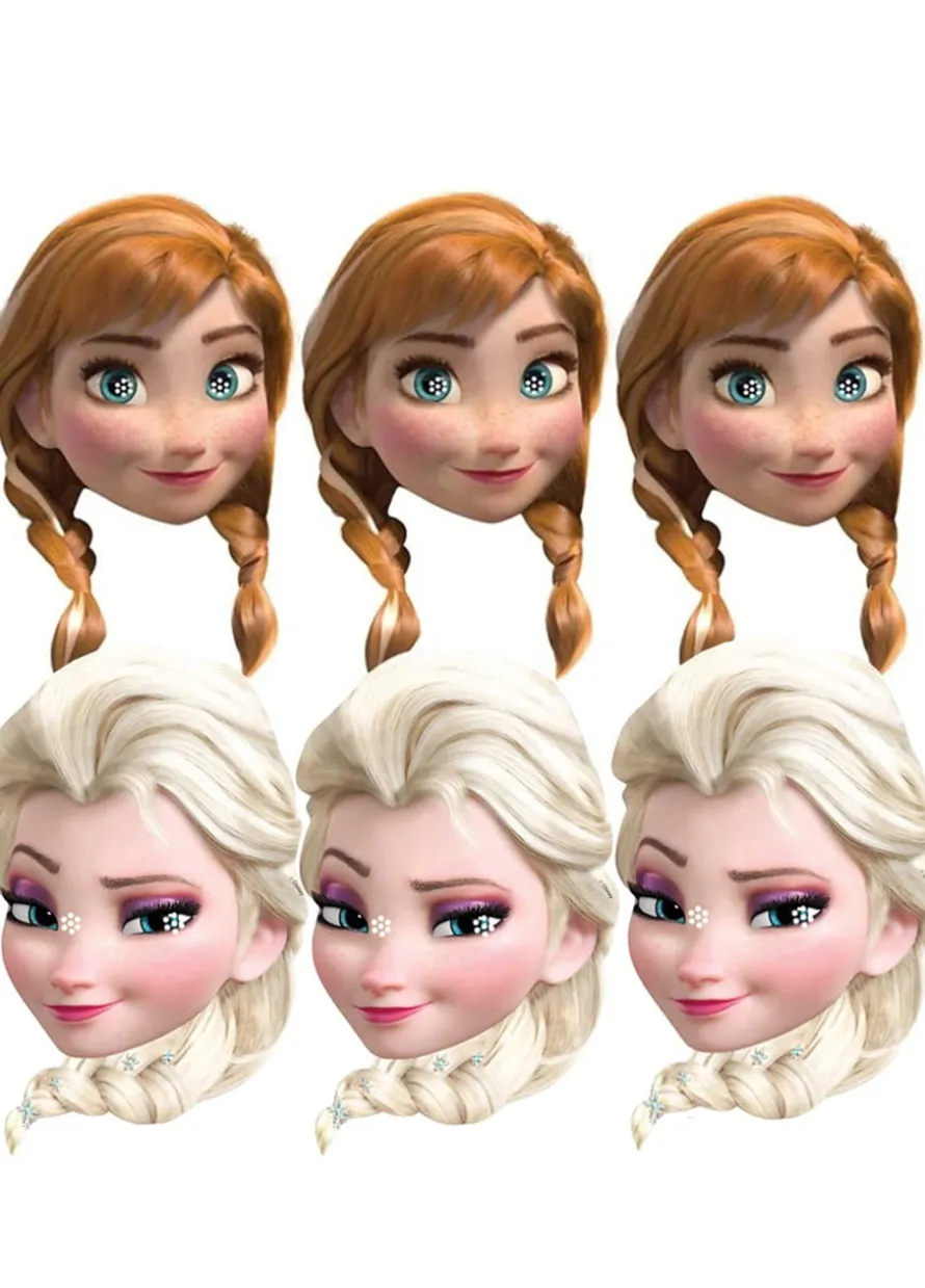 Maski dla dzieci na bal karnawałowy ANNA & ELSA (6szt.)
