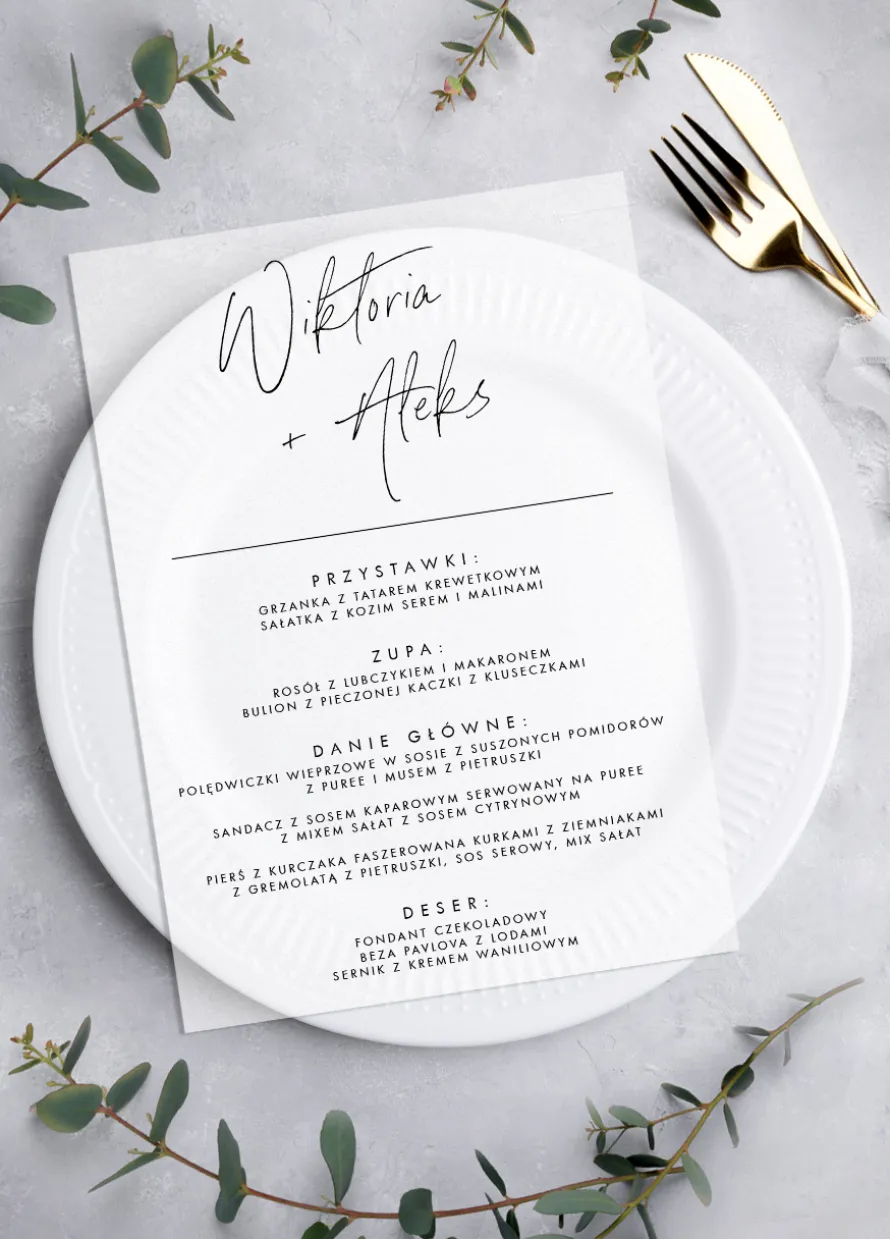 Menu ślubne NA KALCE