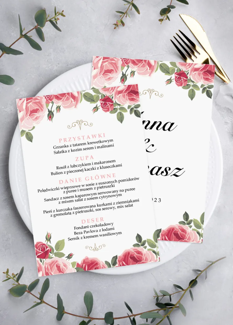 Menu weselne BUKIET RÓŻ