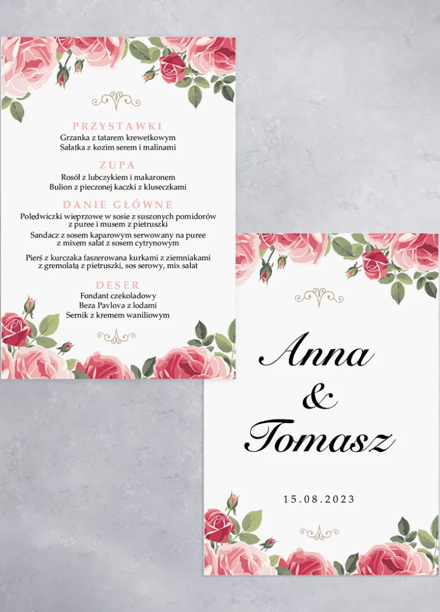 Menu weselne BUKIET RÓŻ