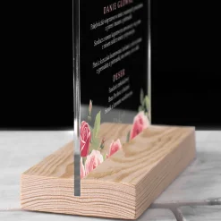 Menu weselne BUKIET RÓŻ na ramce plexi