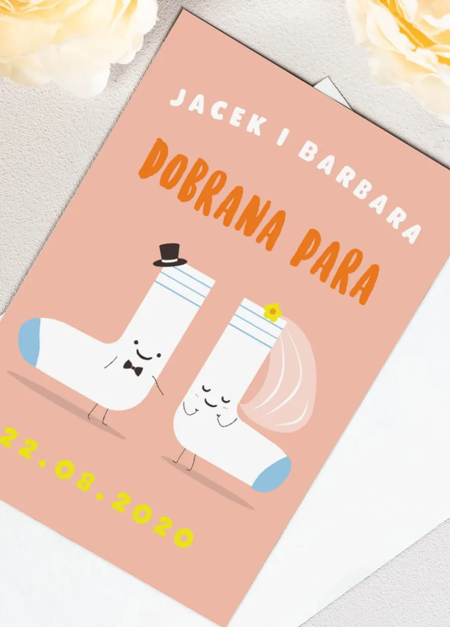 Śmieszne zaproszenie ślubne DOBRANA PARA personalizowane