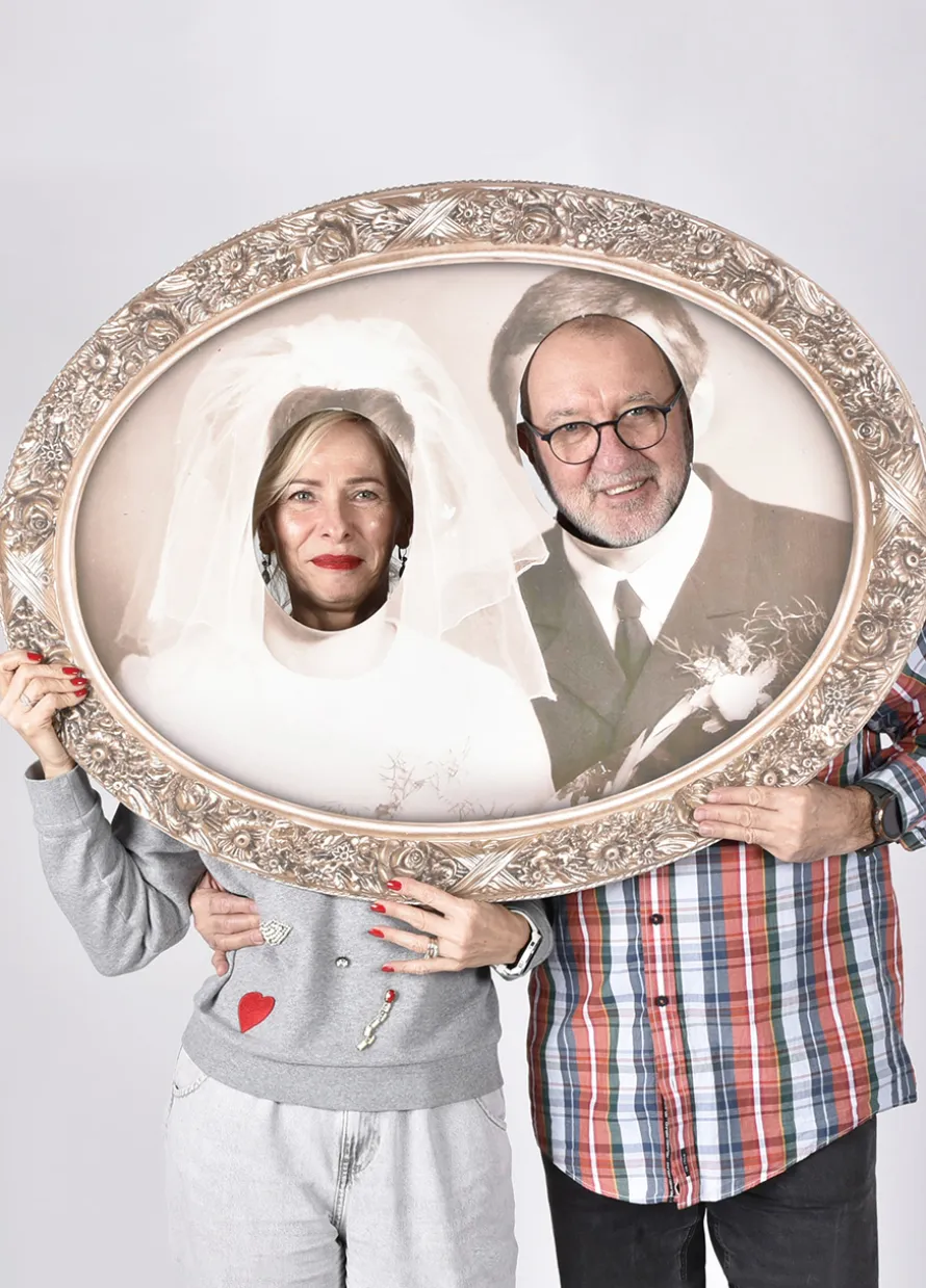 Monidło z otworem na twarz PORTRET ŚLUBNY RETRO