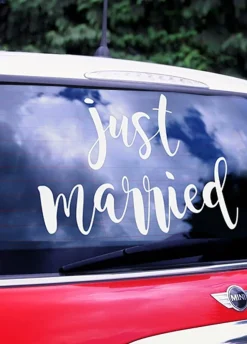 Naklejka ślubna na samochód JUST MARRIED