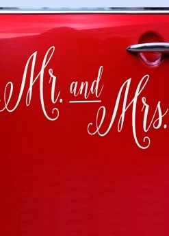 Naklejka ślubna na samochód MR & MRS (3szt.)