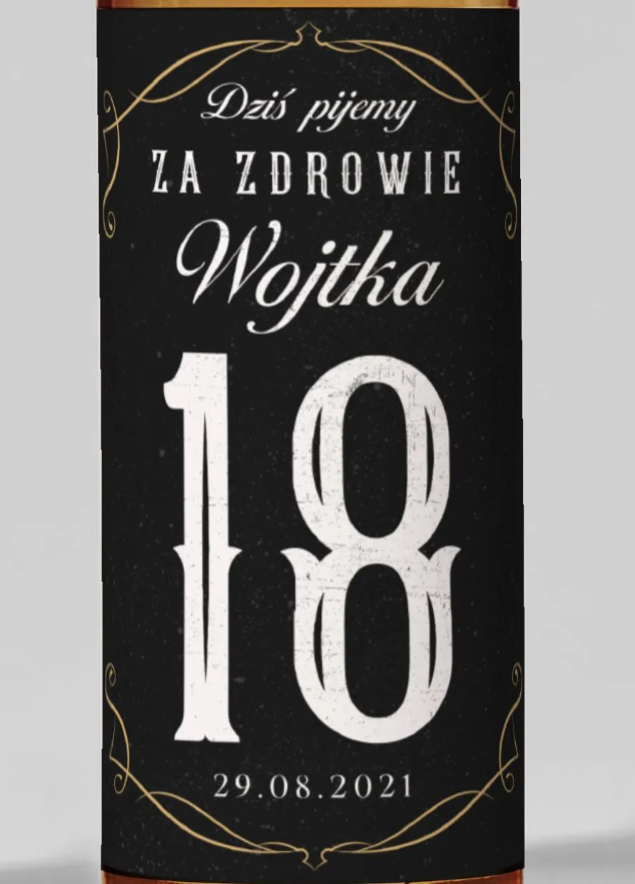 Naklejki na butelki 18 urodziny DLA CHŁOPAKA