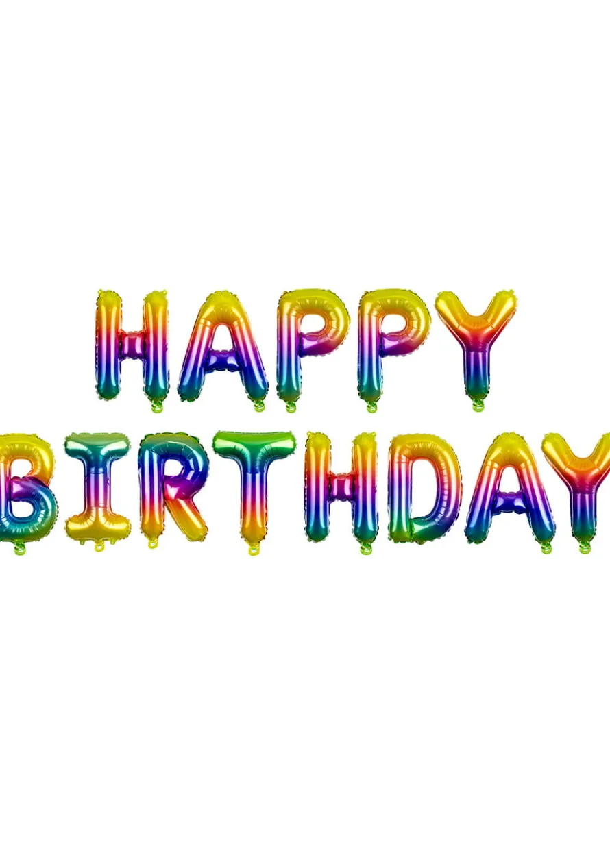 Napis HAPPY BIRTHDAY balony tęczowe