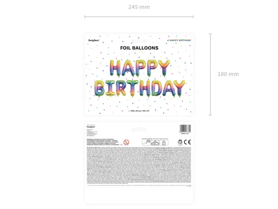 Napis HAPPY BIRTHDAY balony tęczowe