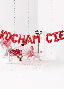 Napis z balonów KOCHAM CIĘ czerwony 285x40 cm