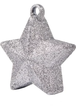 Obciążnik do balonów STAR brokatowy srebrny