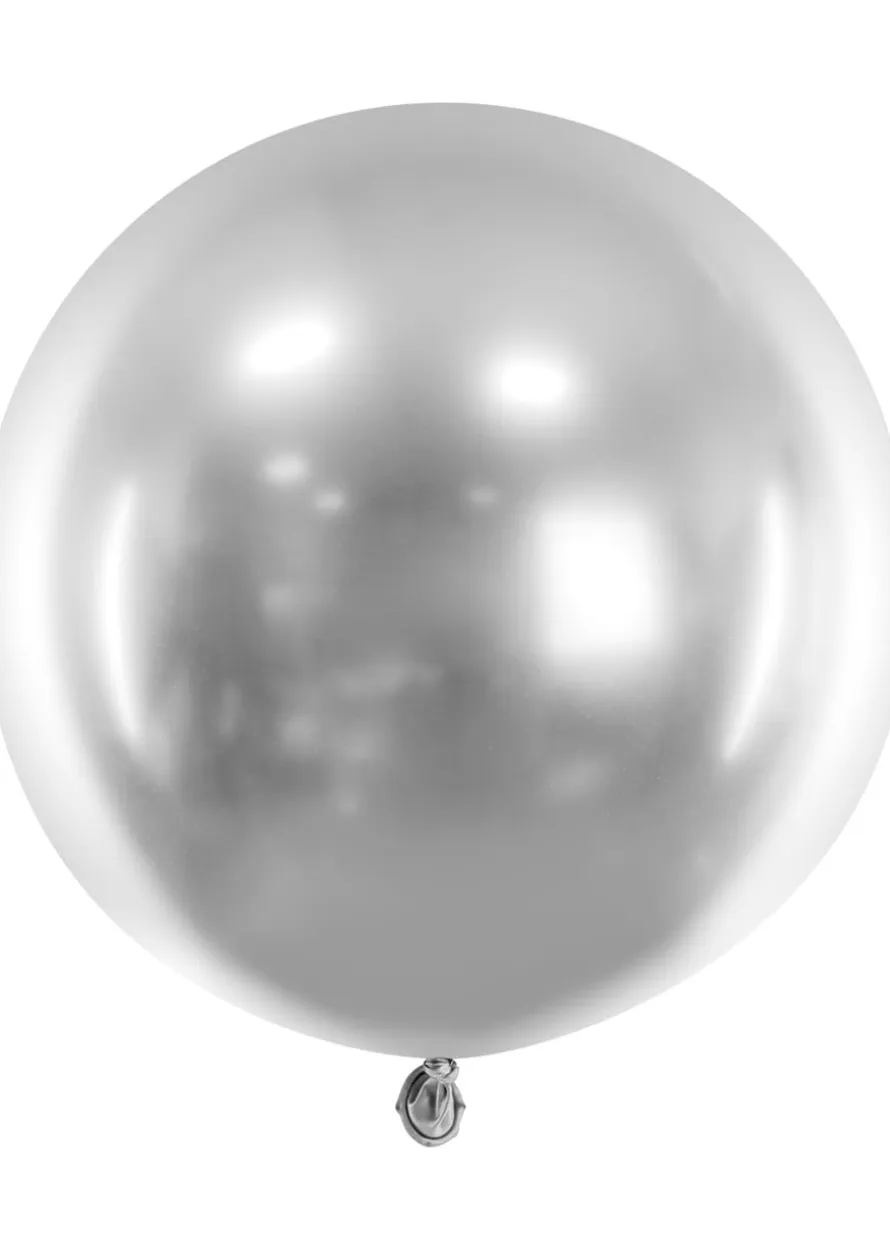 Okrągły balon chromowany OLBRZYM srebrny 60cm