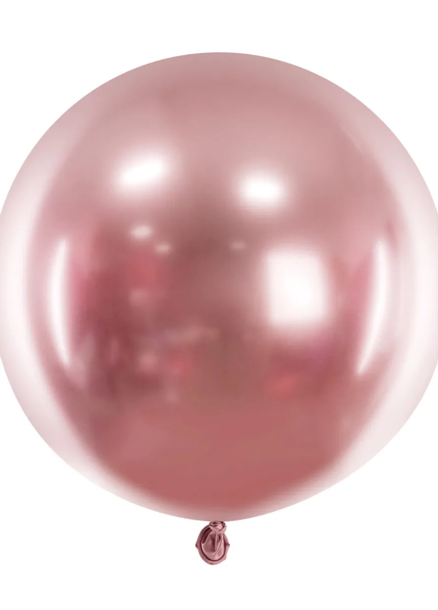 Okrągły balon chromowany OLBRZYM różowe złoto 60cm