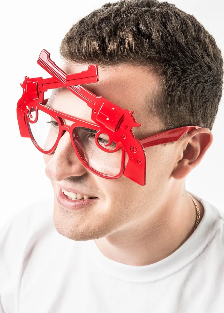 Okulary PISTOLETY czerwone