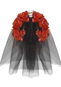 Opaska CZERWONE RÓŻE z welonem Dia de los Muertos