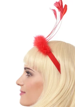 Opaska z piórami DIVA czerwona
