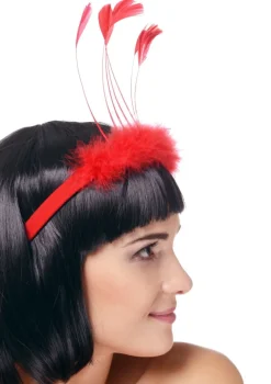 Opaska z piórami DIVA czerwona