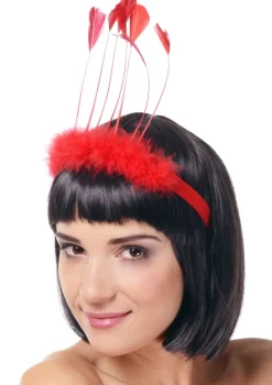 Opaska z piórami DIVA czerwona