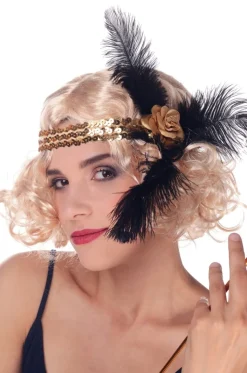 Opaska z różą WIELKI GATSBY złota