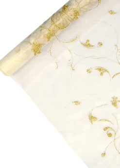 Organza kremowa z nadrukiem 0,36 x 9m