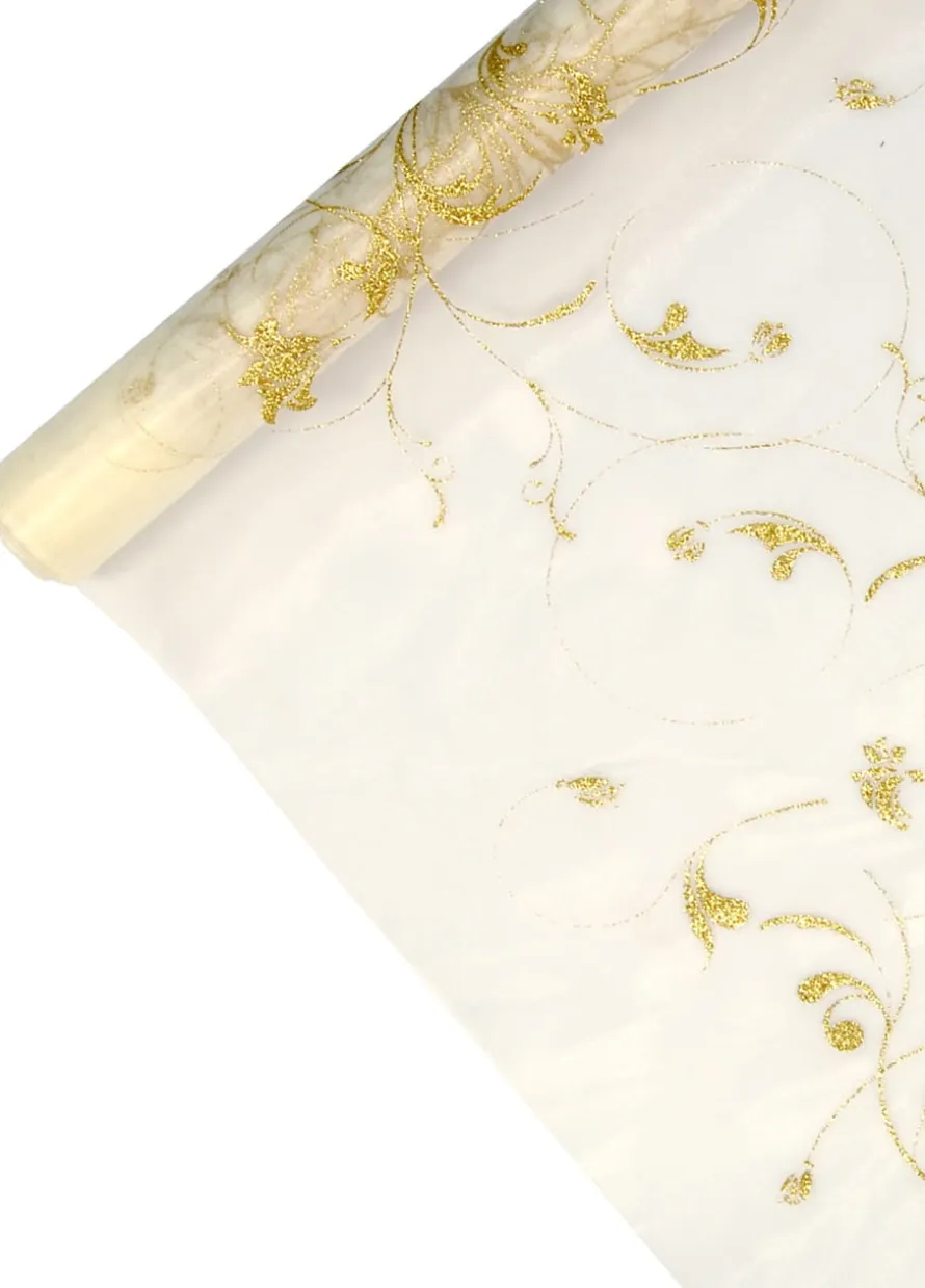 Organza kremowa z nadrukiem 0,36 x 9m