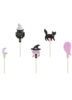 Ozdoby do muffinek na Halloween CZAROWNICA I KOT