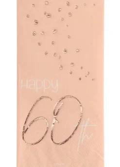 Papierowe serwetki na 60 URODZINY ELEGANT BLUSH (10szt.)