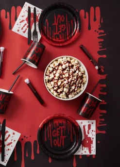Papierowe talerzyki na halloween GET OUT