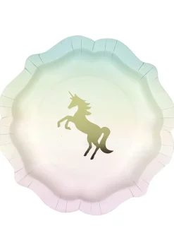 Papierowe talerzyki z jednorożcem UNICORN 18cm (12szt.)