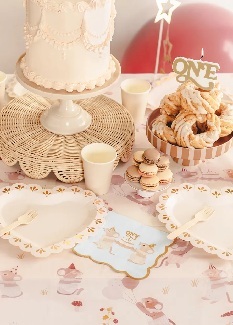 Papierowy obrus pastelowy MYSZKI