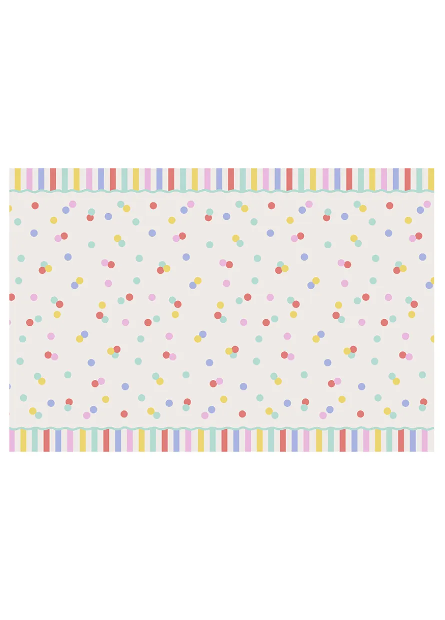 Papierowy obrus prostokątny w kolorowe KROPKI 180 x 120 cm
