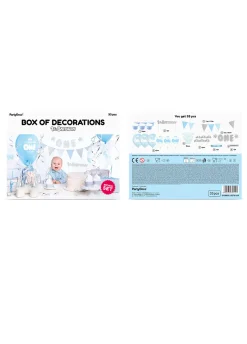 Party box zestaw dekoracji na roczek chłopca 1 URODZINY