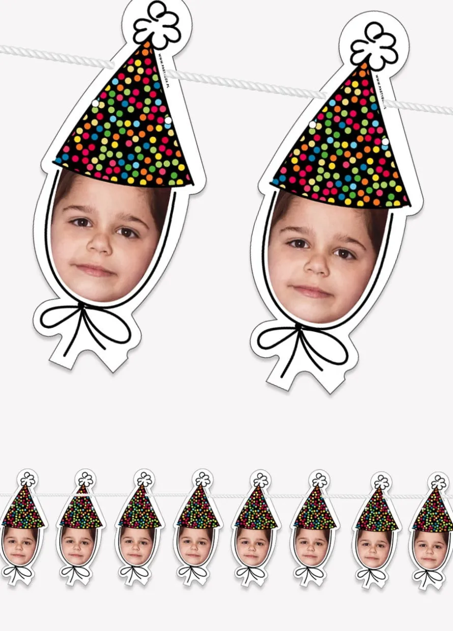 Personalizowana dekoracja girlanda ze zdjęciami URODZINOWA CZAPECZKA
