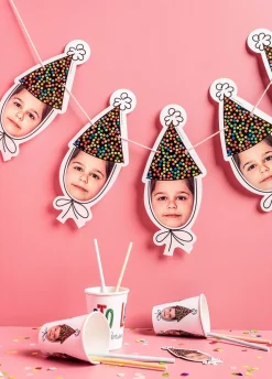 Personalizowana dekoracja girlanda ze zdjęciami URODZINOWA CZAPECZKA