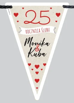 Personalizowana girlanda flagi na 25 rocznicę ślubu