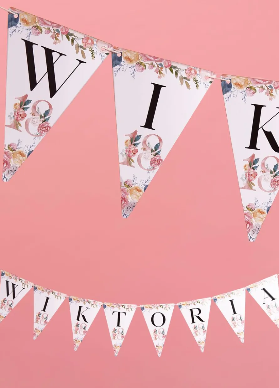 Personalizowana girlanda na 18 urodziny KWIATY 4-8 znaków