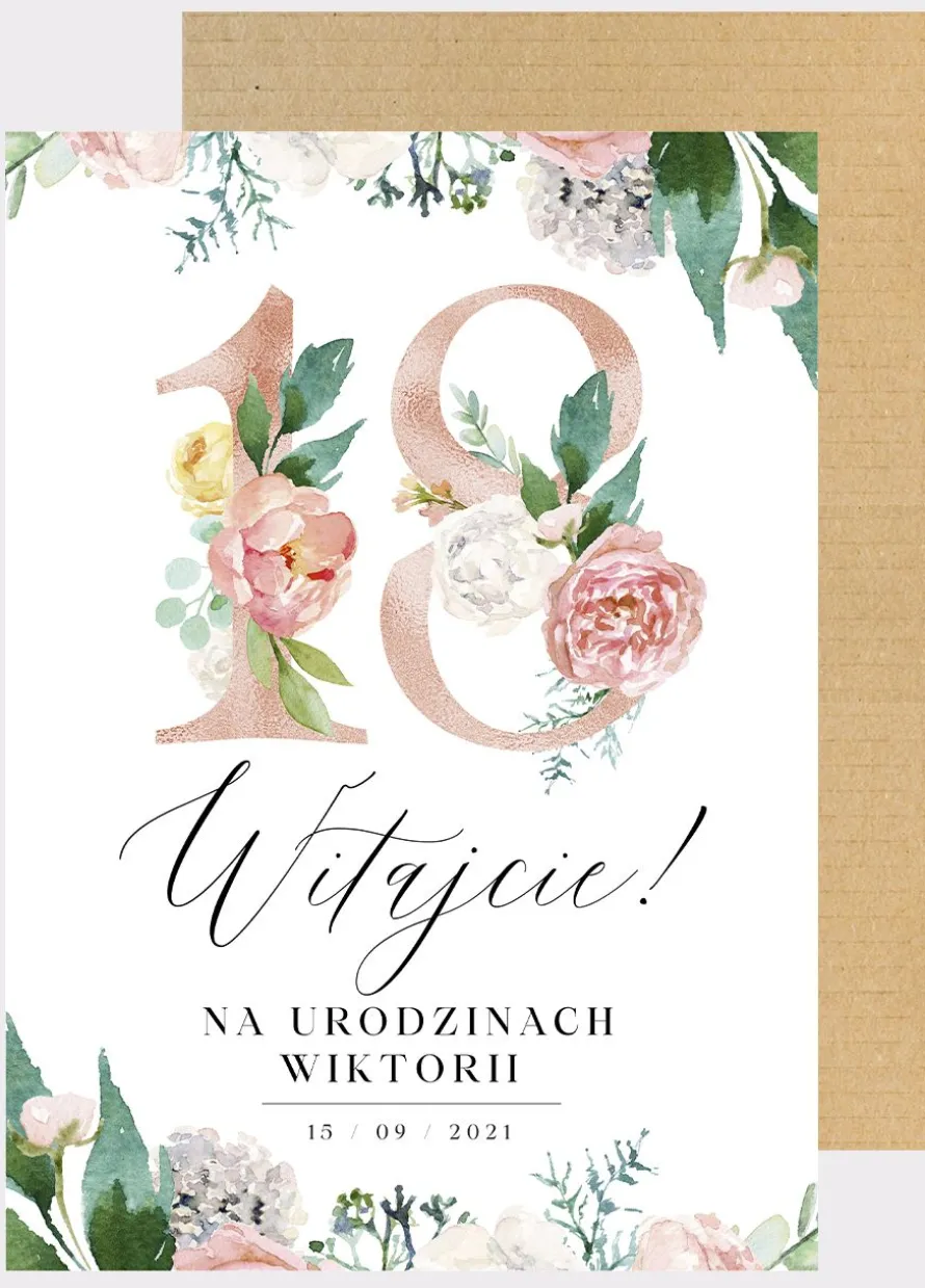 Personalizowana tablica powitalna na 18 urodziny KWIATY
