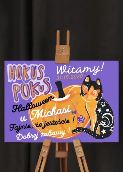 Personalizowana tablica powitalna HOKUS POKUS dekoracja na halloween dynia
