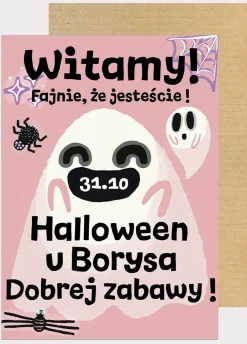 Personalizowana tablica powitalna PSIKUS dekoracja na halloween duszek