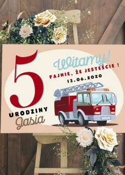 Personalizowana tablica powitalna STRAŻAK urodziny chłopca