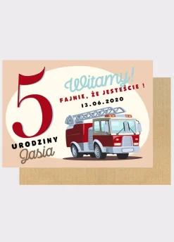 Personalizowana tablica powitalna STRAŻAK urodziny chłopca