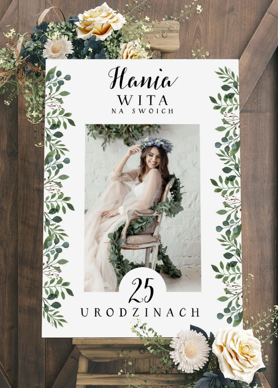 Personalizowana tablica powitalna URODZINY W STYLU BOHO
