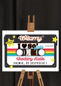 Personalizowana tablica powitalna I LOVE 80's dekoracja lata 80