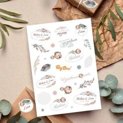 Personalizowane naklejki BOHO do księgi gości