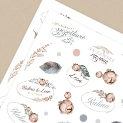 Personalizowane naklejki BOHO do księgi gości