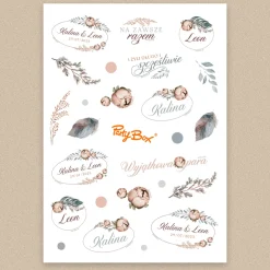 Personalizowane naklejki BOHO do księgi gości