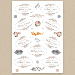 Personalizowane naklejki BOHO podziękowania dla gości weselnych