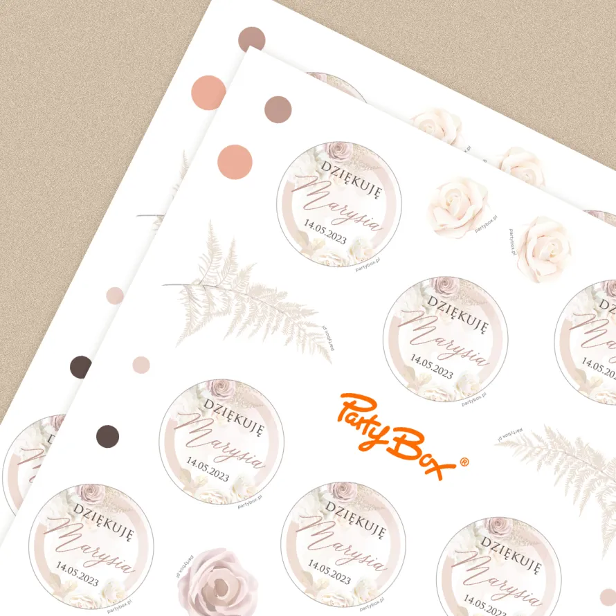 Personalizowane naklejki komunijne BOHO