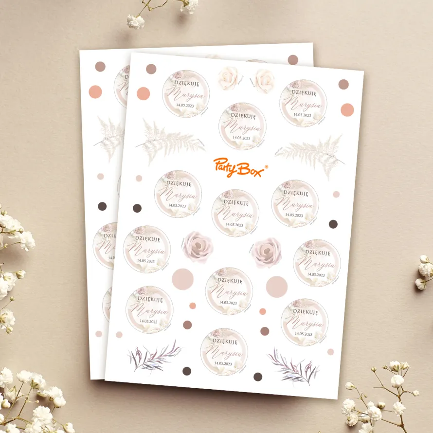 Personalizowane naklejki komunijne BOHO